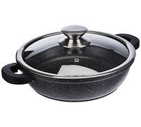 Kamberg Olla Baja 24 cm, aluminio fundido, revestimiento piedra antiadherente , tapa de vidrio, todos los incendios, incluida la inducción, sin PFOA