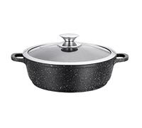 Kamberg Olla Baja 32 cm, aluminio fundido, revestimiento piedra antiadherente, tapa de vidrio, todos los incendios, incluida la inducción, sin PFOA