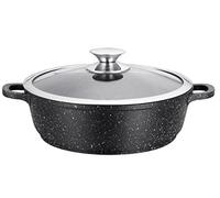 Kamberg Olla Baja 36 cm, aluminio fundido, revestimiento piedra antiadherente, tapa de vidrio, todos los incendios, incluida la inducción, sin PFOA