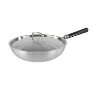 Kamberg - Wok acero inoxidable 28 cm mango extraíble - acero inoxidable 18/10 Triply - Todos los fuegos incluyendo inducción y horno, gris