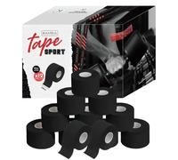 KAMBIA cinta adhesiva deportiva, 12 esparadrapo deportivo 3,8cm x 10m, tape vendaje deportivo, tape, pretape. Color negro.