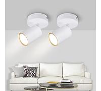 Kambo Blanco Lampara Techo Focos, 2 x 1 Focos Techo GU10, 1 Focos Led Interior Techo, Apliques Techo Focos Giratorio para Dormitorio Metall, sin Bombilla Max 50W