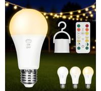 Kambo Bombilla LED E27 recargable USB-C 7W con botón de control, regulable, batería gancho, iluminación emergencia para interior y exterior, lámpara LED camping, 1 Pieza