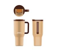 Kambukka Rio Vaso térmico 950 ml con pajita, Almond Dream, acero inoxidable, aislamiento al vacío, 100% a prueba de fugas, BPA Free