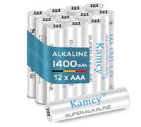 KAMCY Pilas AAA Alcalinas (12 Unidades) - Baterías AAA 1.5V de Larga Duración, 1400 mAh | Alto Rendimiento, Ideales para Mando, Juguetes, Reloj, Linterna (LR03, Micropilas)