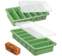 Kamehame Moldes de silicona para sopa con tapa, paquete de 2 bandejas de 1/2 taza para congelar, bandeja de cubitos de hielo extragrande para sopa, caldo, salsa, mantequilla, preparación de comidas