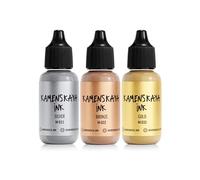 KAMENSKAYA Juego de tintas metálicas de alcohol: tinta de alcohol dorada, plateada y bronce, 45.3 ml