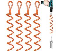 Kamfwert Juego de 4 anclajes de suelo con adaptador, anclaje de suelo para trampolín, kit de anclaje para cobertizo en espiral para asegurar tiendas de campaña, toldos, lonas, trampolines, columpios..