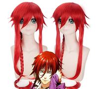 Kamigami No Asobi Loki Laevatein Pelucas de Cosplay para Mujer Hombre Peluca Sintética Unisex Larga Trenza Lacio Pelo Falso Rojo Anime