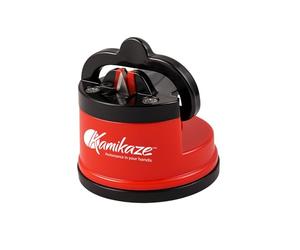 Kamikaze Afilador de Cuchillos y Tijeras de Poda con Base de Succión Segura, Ángulo Fijo de 20°, Hojas de Carburo de Tungsteno, Ideal para Afilar Cuchillos de Cocina, Sierra y Tijeras Kamikaze