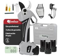 KAMIKAZE KV362 Tijera de podar eléctrica profesional. Podadora eléctrica. Tijeras batería de 14,4V. Sin cable. 35mm Ø. Tijera profesional. Incluye maletín. Indicador de carga y cortes.