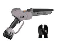 KAMIKAZE KVS6000 Mini Motosierra a Batería 21V, 6” 800W, Sierra Eléctrica Recargable con 2 Baterías 4Ah y Cargador Triple, Motosierra Portátil Inalámbrica con Luz LED, Maletín y Kit de Accesorios