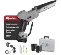 KAMIKAZE KVS6000 Mini Motosierra a Batería 21V, 6” 800W, Sierra Eléctrica Recargable con 2 Baterías 4Ah y Cargador Triple, Motosierra Portátil Inalámbrica con Luz LED, Maletín y Kit de Accesorios