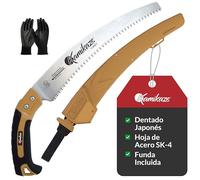 KAMIKAZE Serrucho de Poda Curvo W-330H con Mango de Madera y Hoja Curva de 330mm. Sierra para Madera con Hoja de Acero SK-4 Rico en Carbono de Alta Durabilidad (Mango Ergonómico)
