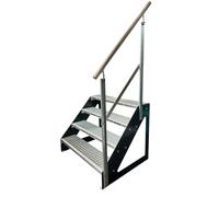 Kaminbau Mierzwa Escalera de acero de con barandilla galvanizada, derecha/mejillas, antracita RAL 7016/4 peldaños galvanizados (ancho 1000 mm) (altura 76 cm)
