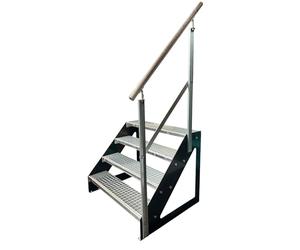 Kaminbau Mierzwa Escalera de acero de con barandilla galvanizada, derecha/mejillas, antracita RAL 7016/4 peldaños galvanizados (ancho 1000 mm) (altura 76 cm)
