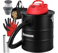 KAMINER Aspirador de cenizas 15 L, 1200 W, 20 kPa, HEPA + filtro textil, función de soplado, tubo de aspiración de metal, 2 boquillas de aluminio, pinzas metálicas, horno, barbacoa, taller, sin bolsa