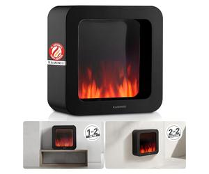 KAMINIO Chimenea de Mesa MIA - Decorativo Brasero Des Mesa eléctrica con Efecto Llama 3D, batería de Larga duración, sin Cable, portátil (Negro, 16"/40cm)