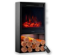 KAMINIO Chimenea eléctrica Hugo - Estufa de Chimenea con calefacción, Efecto Llama 3D, Luz Ambiental LED, Compartimento de Madera, Control Remoto (Negro)