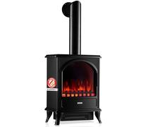 KAMINIO Chimenea eléctrica Leni con Tubo de Chimenea - Estufa de Chimenea con calefacción, Efecto Llama 3D (Negro)