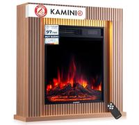 KAMINIO Chimenea eléctrica Matti - Chimenea eléctrica de pie con calefacción, Efecto de Llama 3D, Luz Ambiental LED, Control Remoto - 32 Pulgadas (Panel)