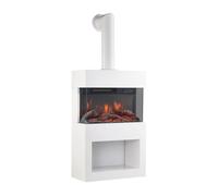 KAMINIO Eléctrica Chimenea Henri con Tubo - Estufa de Chimenea con calefacción, Efecto de Llama 3D, Compartimento para leña, luz Ambiental LED, Control Remoto (Blanco)