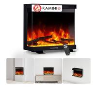 KAMINIO Eléctrica Chimenea Lea - Chimenea eléctrica 3 en 1 con Vista panorámica, calefacción, Efecto de Llama 3D, 12 Colores de Llama (24 Pulgadas)
