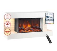 KAMINIO Eléctrica Chimenea Liz - Chimenea eléctrica de Pared con calefacción, Efecto de Llama 3D, Luz Ambiental LED, Control Remoto (Blanco)