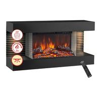 KAMINIO Eléctrica Chimenea Liz - Chimenea eléctrica de Pared con calefacción, Efecto de Llama 3D, Luz Ambiental LED, Control Remoto (Negro)