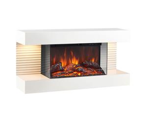 Kaminio eléctrica chimenea liz - chimenea eléctrica de pared con calefacción, efecto de llama 3d, luz ambiental led, control remoto - blanco