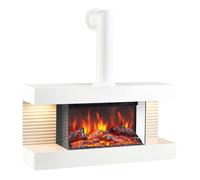 Kaminio eléctrica chimenea liz con tubo de chimenea - chimenea de pared con calefacción, efecto de llama 3d, luz ambiental led, control remoto - blanco