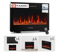 KAMINIO Eléctrica Chimenea Marlon - Chimenea eléctrica 3 en 1 con calefacción, Efecto de Llama 3D, 12 Colores de Llama, Control Remoto (24 Pulgada)