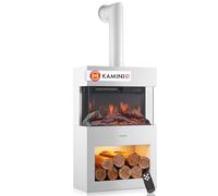 KAMINIO® Henri Chimenea eléctrica con Calefactor & Tubo de Estufa [Blanco]