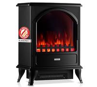 KAMINIO® Leni Chimenea eléctrica con Calefactor Negra [Estufa Decorativa] | Estufa eléctrica tipo chimenea decorativa con efecto fuego LED, radiador integrado de 2 niveles [900/1800 W], lista para usar