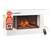 KAMINIO® Liz 82 Chimenea eléctrica de Pared con Calefactor [Blanca] | Chimenea decorativa con efecto fuego 3D de 5 niveles, 2 compartimentos LED, termostato, temporizador y mando a distancia