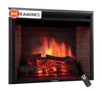 KAMINIO® Luca Pro 30 Chimenea eléctrica empotrable con Calefactor | Chimenea empotrada decorativa con efecto fuego LED en 12 colores, termostato, temporizador y mando a distancia, negro