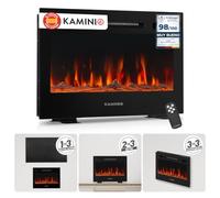 KAMINIO® Marlon Pro 24 Chimenea eléctrica Decorativa con Calefactor | 3 en 1 chimenea empotrable, colgante o de pie, con efecto fuego, termostato, temporizador y mando a distancia, negro