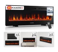 KAMINIO® Marlon Pro 50 Chimenea eléctrica Decorativa con Calefactor | 3 en 1 chimenea empotrable, colgante o de pie, con efecto fuego, termostato, temporizador y mando a distancia, negro