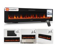 KAMINIO® Marlon Pro 70 Chimenea eléctrica Decorativa con Calefactor | 3 en 1 chimenea empotrable, colgante o de pie, con efecto fuego, termostato, temporizador y mando a distancia, negro