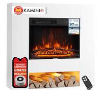 KAMINIO® Matti COMPARTMENT 38 Blanca Chimenea eléctrica decorativa de pie | Chimenea con calefactor, efecto fuego 3D de 5 niveles, luz ambiente LED, termostato, temporizador y mando a distancia