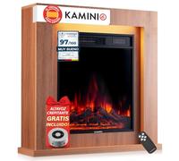 KAMINIO® Matti Modern 32 Roble Chimenea eléctrica Decorativa de pie | Chimenea con calefactor, efecto fuego 3D de 5 niveles, luz ambiente LED, termostato, temporizador y mando a distancia