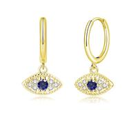 Kamise Pendientes de aro de plata de ley 925 para mujer, con colgante de pluma, paloma de la paz, ojo del diablo, hipoalergénicos, con gema de cirkonia, aretes colgantes neutros, Plata de ley