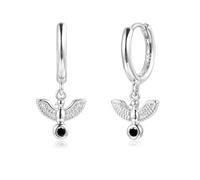 Kamise Pendientes de plata de ley 925 colgantes, plata de ley 925, plumas de la paz/ojos del diablo, pendientes de aro para mujer, hipoalergénicos, con piedras preciosas, joyas de estilo frío neutro