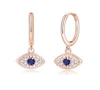 Kamise Pendientes de plata de ley 925 colgantes, plata de ley 925, plumas de la paz/ojos del diablo, pendientes de aro para mujer, hipoalergénicos, con piedras preciosas, joyas de estilo frío neutro