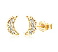 Kamise Pendientes de plata de ley 925 para mujer, pendientes de plata de ley 925 para mujeres y niñas, hipoalergénicos, estrella y luna, circonitas, 8 mm, pequeños para dormir, Plata de ley