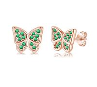 Kamise Pendientes de plata de ley 925, pequeños pendientes de mariposa, plata de ley 925, hipoalergénicos, con circonitas, para cumpleaños, Navidad, Día del Niño, Plata de ley