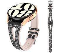 Kamita Brillante Correa para Samsung Galaxy Watch 7 6 5 4/Watch FE(2024)/5 Pro - Pulsera Diamante 20mm de Silicona para Mujeres y Niñas (Negro)