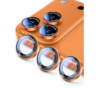 Kamita Protector de Lente de Cámara para iPhone 17/16/15/14 Pro Max y Pro Serie, HD Protectores de Pantalla de Lentes Individuales, Vidrio Templado Camara Protección Películas Anillo Cover (Naranja)