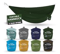 Kammok: Roo Hamaca doble | Tela Ripstop resistente y 100% reciclada resistente al agua, cómoda, plegable, ligera (grado aventurero, verde pino