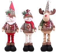 Kamndex 3pcs Muñecos Navideños Extensibles, Decoracion de Navidad Hogar Papá Noel Reno Muñeco de Nieve Adornos Navideños Originales Decoración de Escaparate Tienda Suministros de Navidad (3pcs)